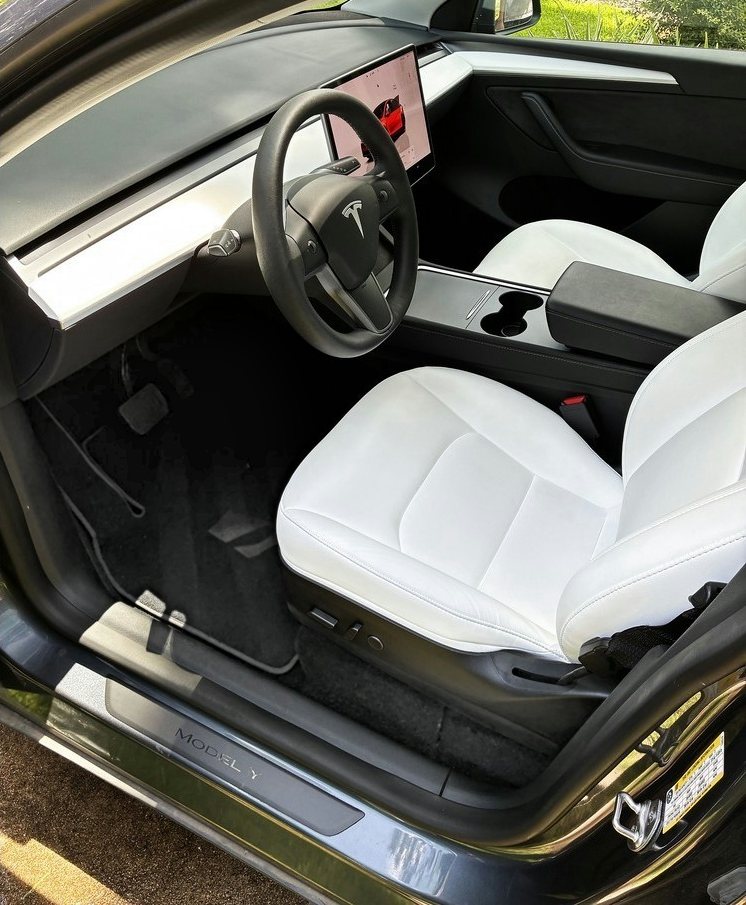 Tesla Model Y driver&rsquo;s seat after detailing
